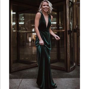 Jenny Yoo Logan Velvet in Emerald from BHLDN sz 4